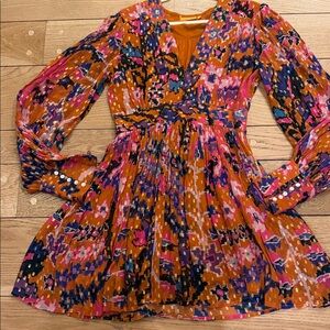 Oliphant Orange Multicolor Patterned Dress